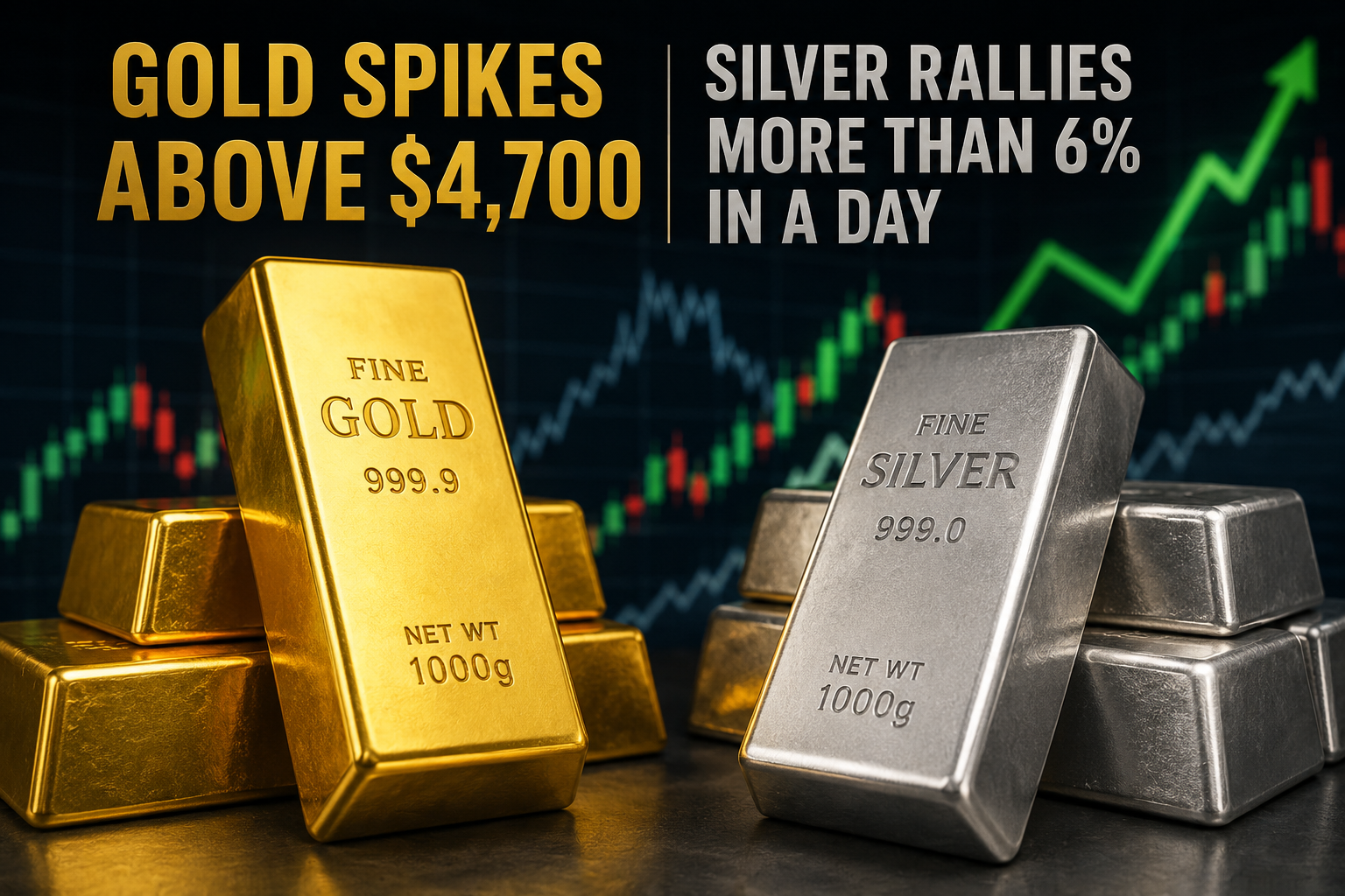 Gold Surges Past $4700 as Silver Jumps 6%